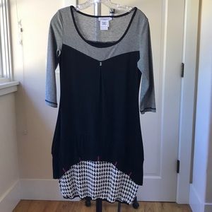 Dzhavael Couture Mixed Print Bubble Hem Dress